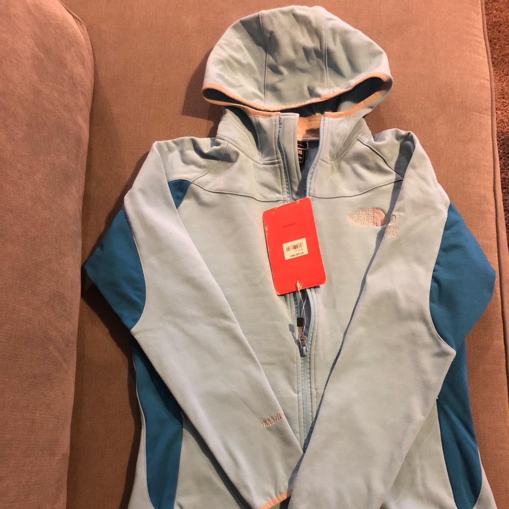 Light blue North Face hooded jacket